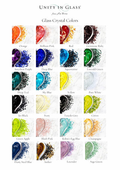 Unity in Glass crystal color options for glass unity ceremony